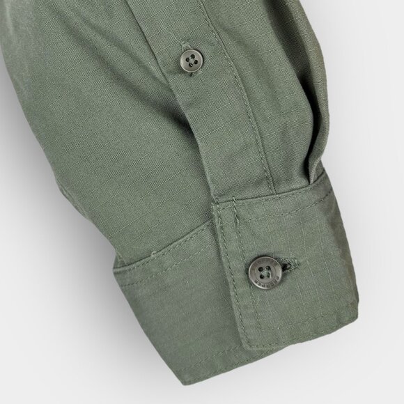 Propper Mens Large Tactical Ripstop Shirt Hidden YKK Zipper Mock Button Olive - Picture 9 of 11